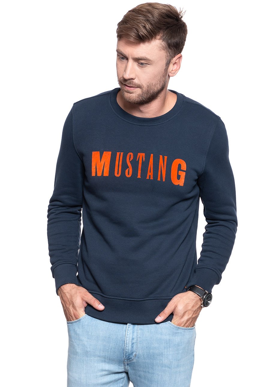 MUSTANG BLUZA Ben C Basic Logo DARK SAPPHIRE 1008001 4136