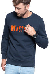 MUSTANG BLUZA Ben C Basic Logo DARK SAPPHIRE 1008001 4136