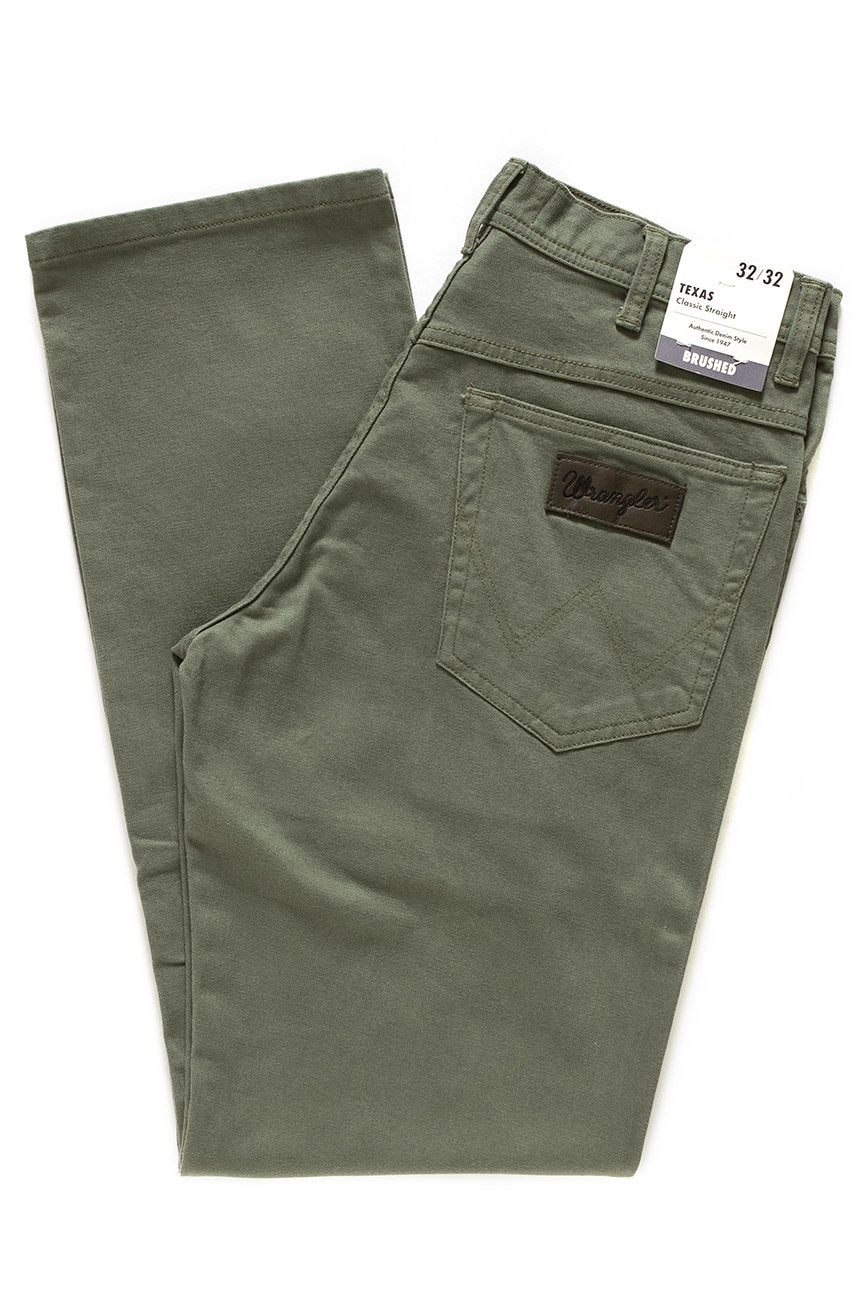 WRANGLER SPODNIE MĘSKIE TEXAS DUSTY OLIVE W121TA275