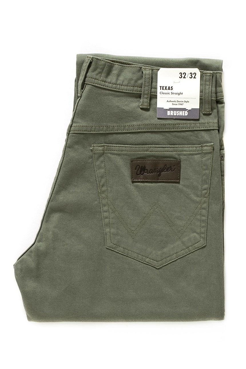 WRANGLER SPODNIE MĘSKIE TEXAS DUSTY OLIVE W121TA275