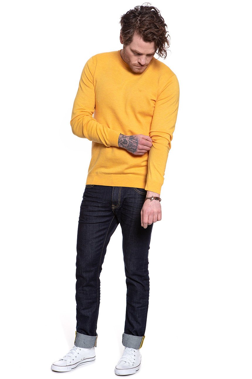 MĘSKI SWETER WRANGLER CREWNECK KNIT MIN YELLOW W8A02PY02