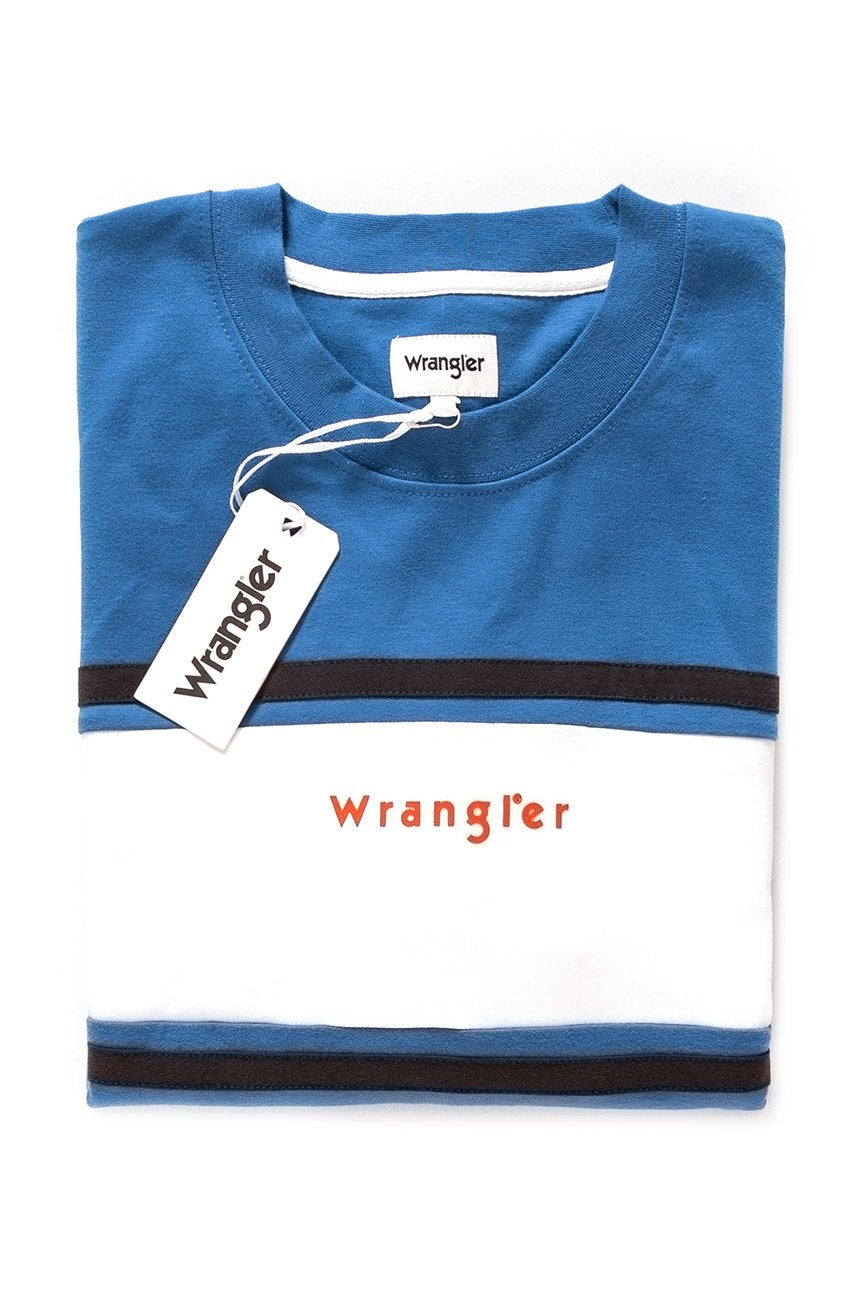 BLUZA WRANGLER COLORBLOCK CREW SWEATER TURKISH SEA W6599IH86