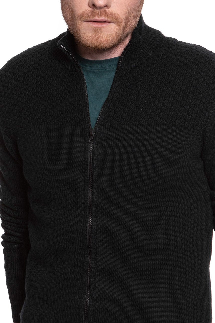 MĘSKI SWETER WRANGLER FULL ZIP KNIT BLACK W8A3RK100