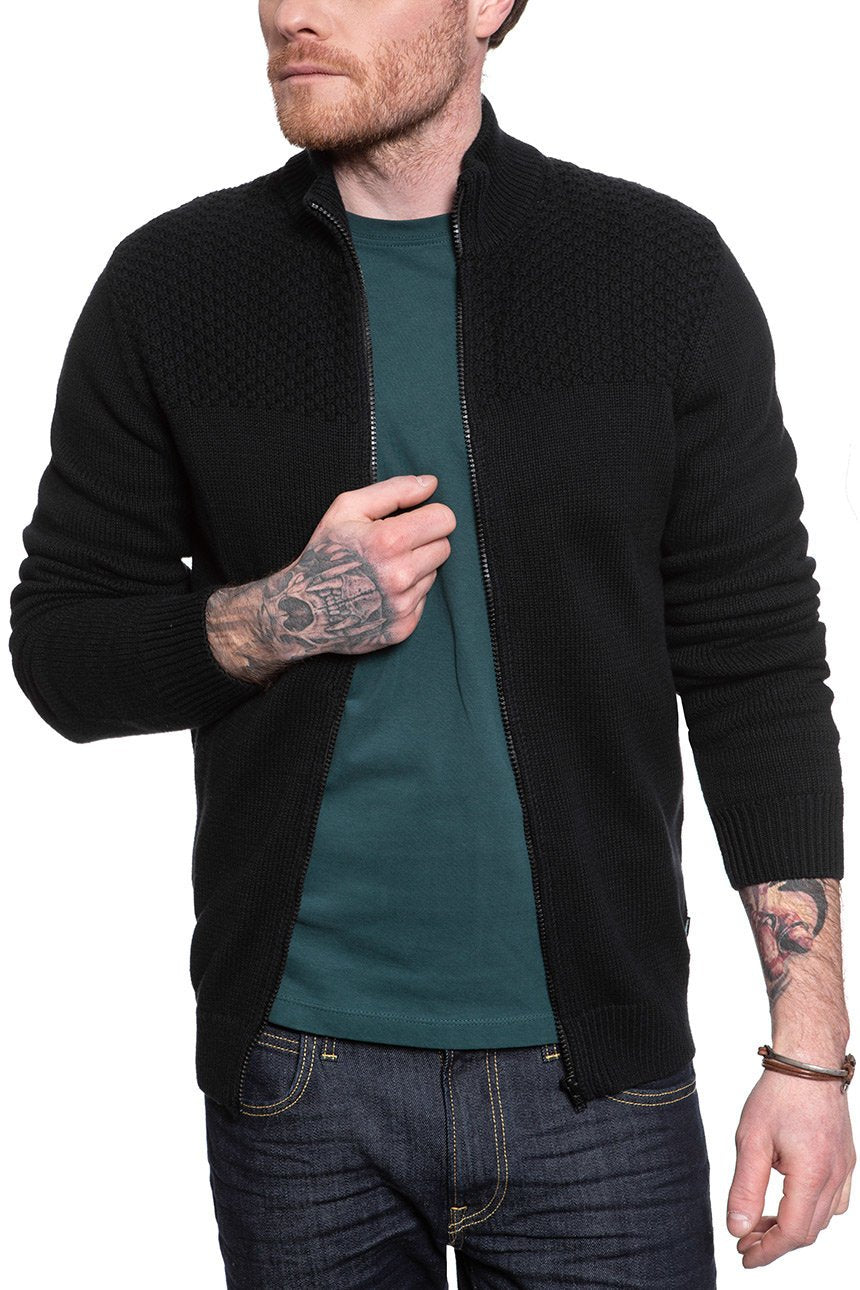 MĘSKI SWETER WRANGLER FULL ZIP KNIT BLACK W8A3RK100