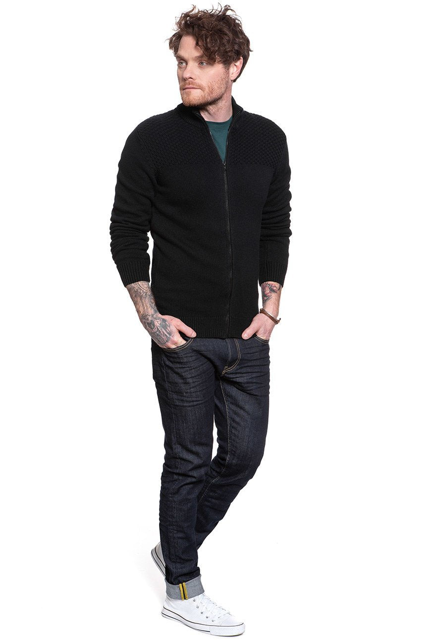 MĘSKI SWETER WRANGLER FULL ZIP KNIT BLACK W8A3RK100