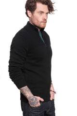 MĘSKI SWETER WRANGLER FULL ZIP KNIT BLACK W8A3RK100