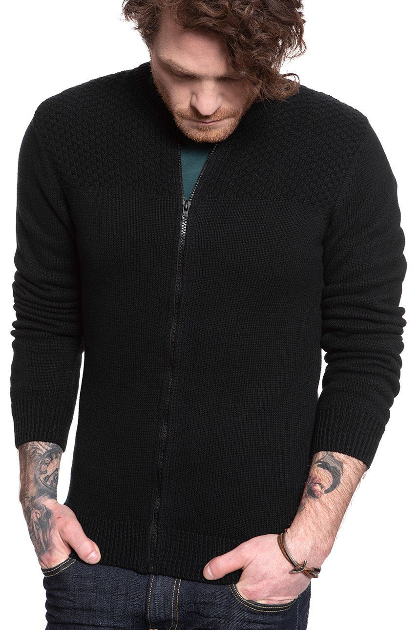 MĘSKI SWETER WRANGLER FULL ZIP KNIT BLACK W8A3RK100