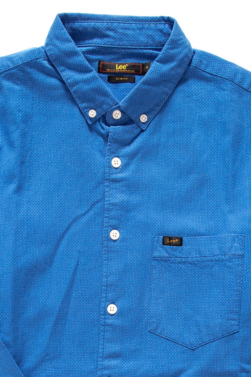 KOSZULA MĘSKA LEE SLIM BUTTON DOWN  DIPPED BLUE L66XNRLA