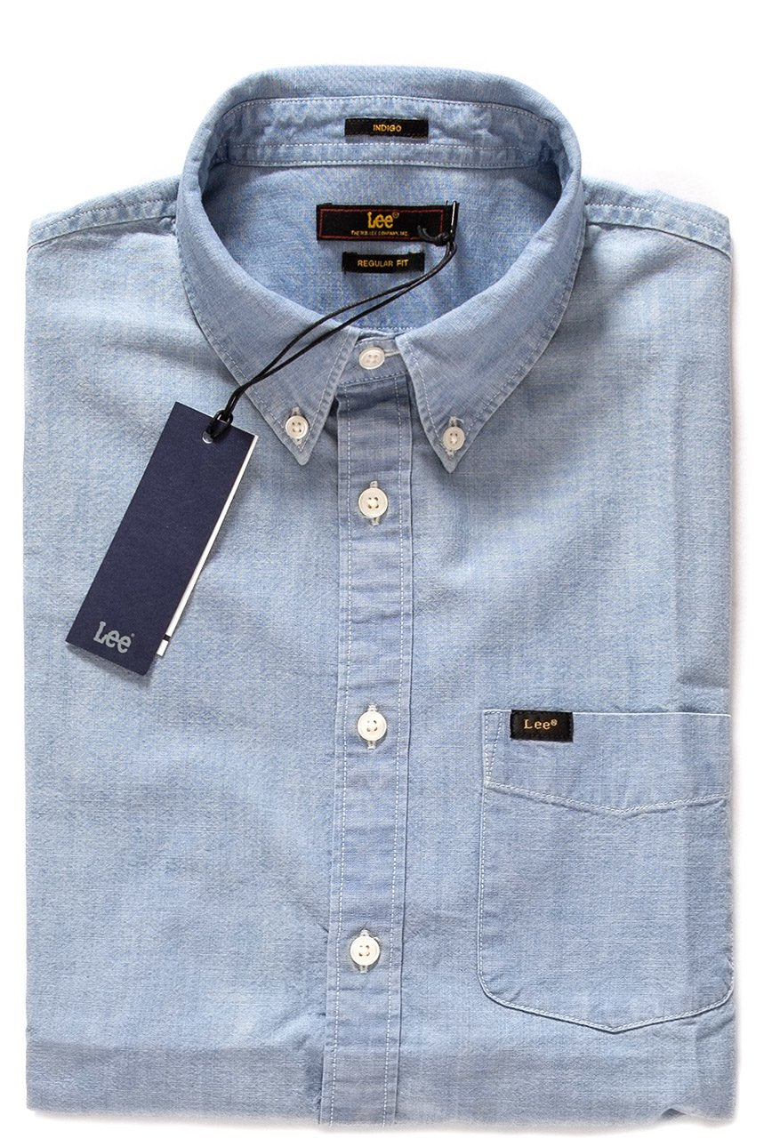 KOSZULA LEE BUTTON DOWN SS HEATHER BLUE L886KYLI