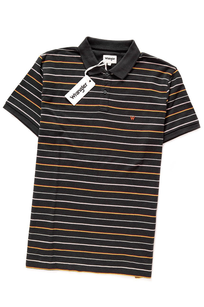 POLO WRANGLER FINE STRIPE POLO FADED BLACK W7C16KAV6