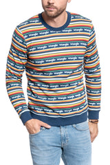 MĘSKI SWETER WRANGLER ALLOVER SWEAT BLUE DEPTHS W6A9INXJY