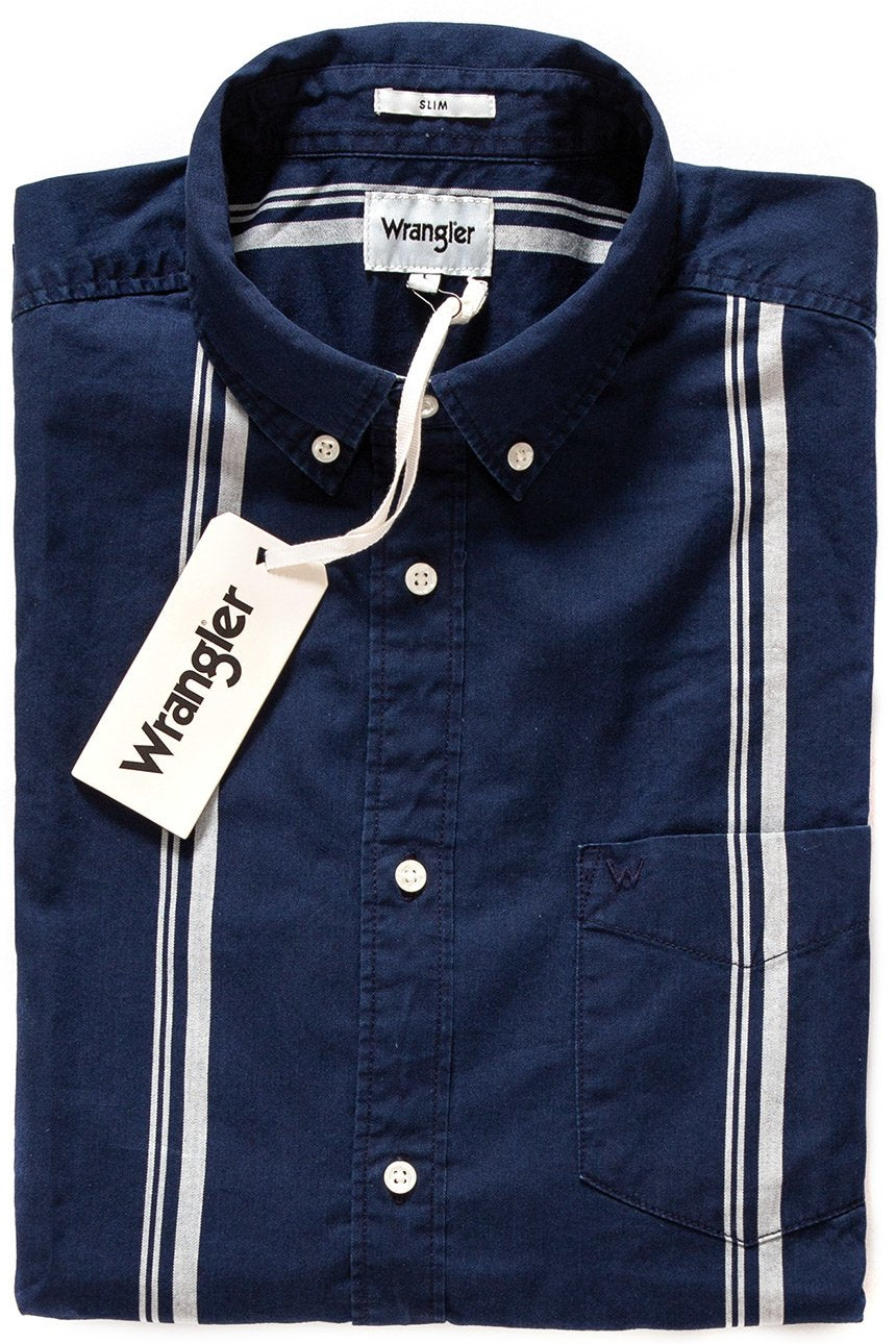 KOSZULA MĘSKA WRANGLER LS 1PKT BUTTON DOWN MID INDIGO W5883OZ8E