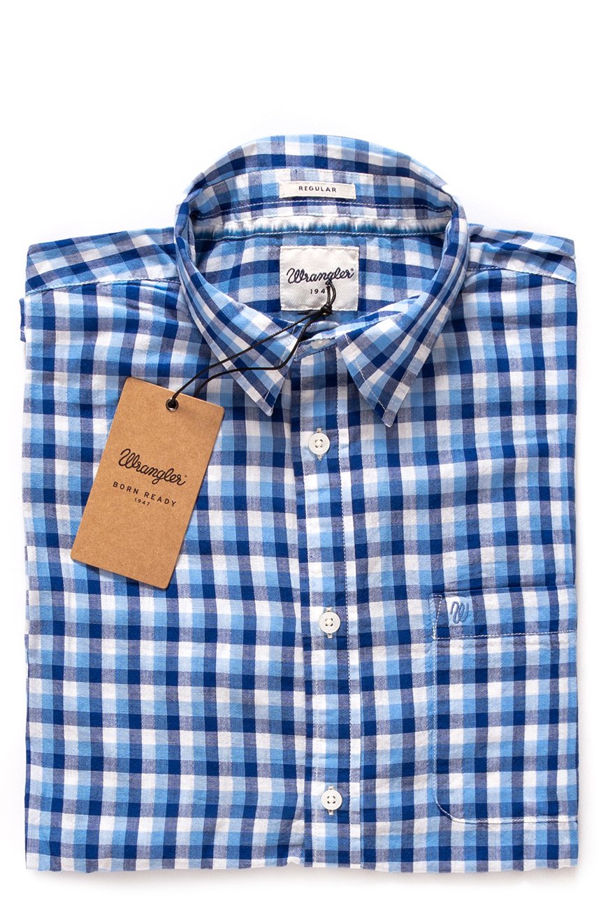 KOSZULA MĘSKA WRANGLER S/S 1PKT SHIRT INDIGO BLUE W5860LIRQ