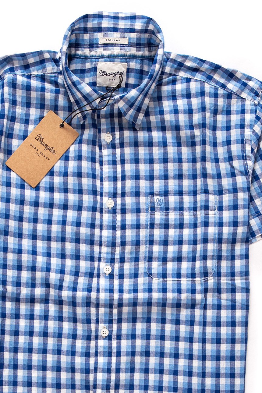 KOSZULA MĘSKA WRANGLER S/S 1PKT SHIRT INDIGO BLUE W5860LIRQ