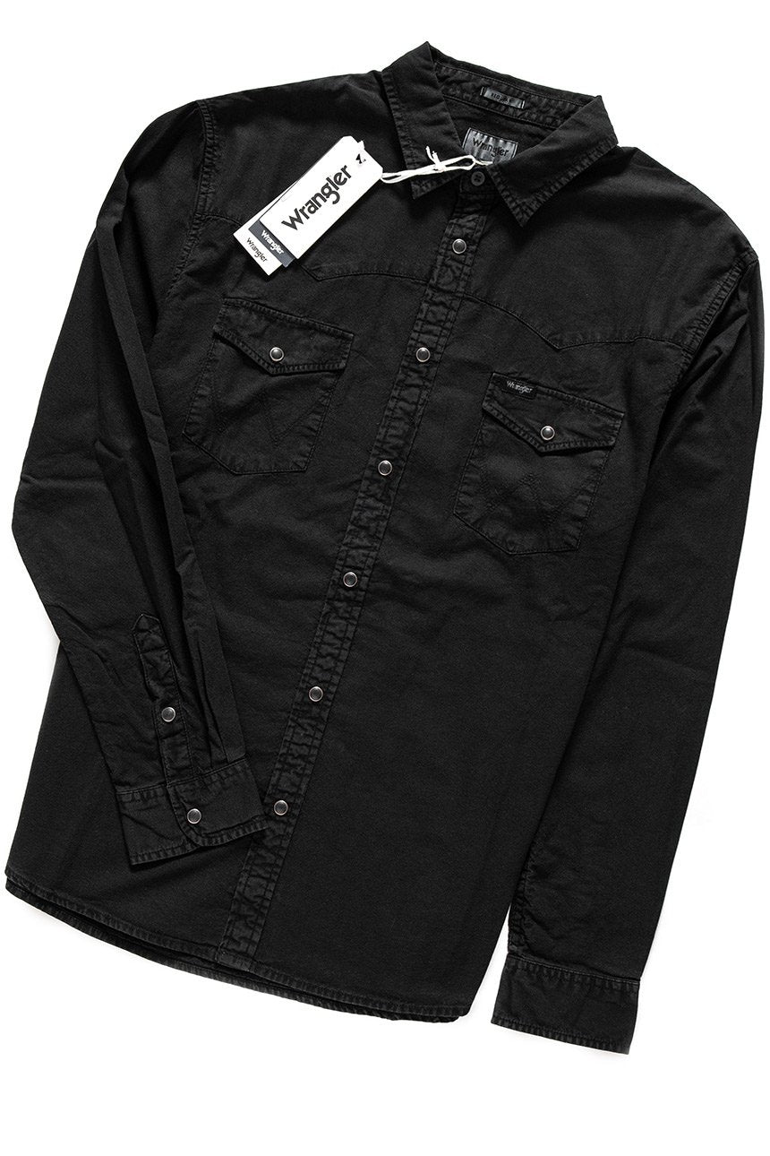 KOSZULA MĘSKA WRANGLER LS WESTERN SHIRT BLACK W5A237S01