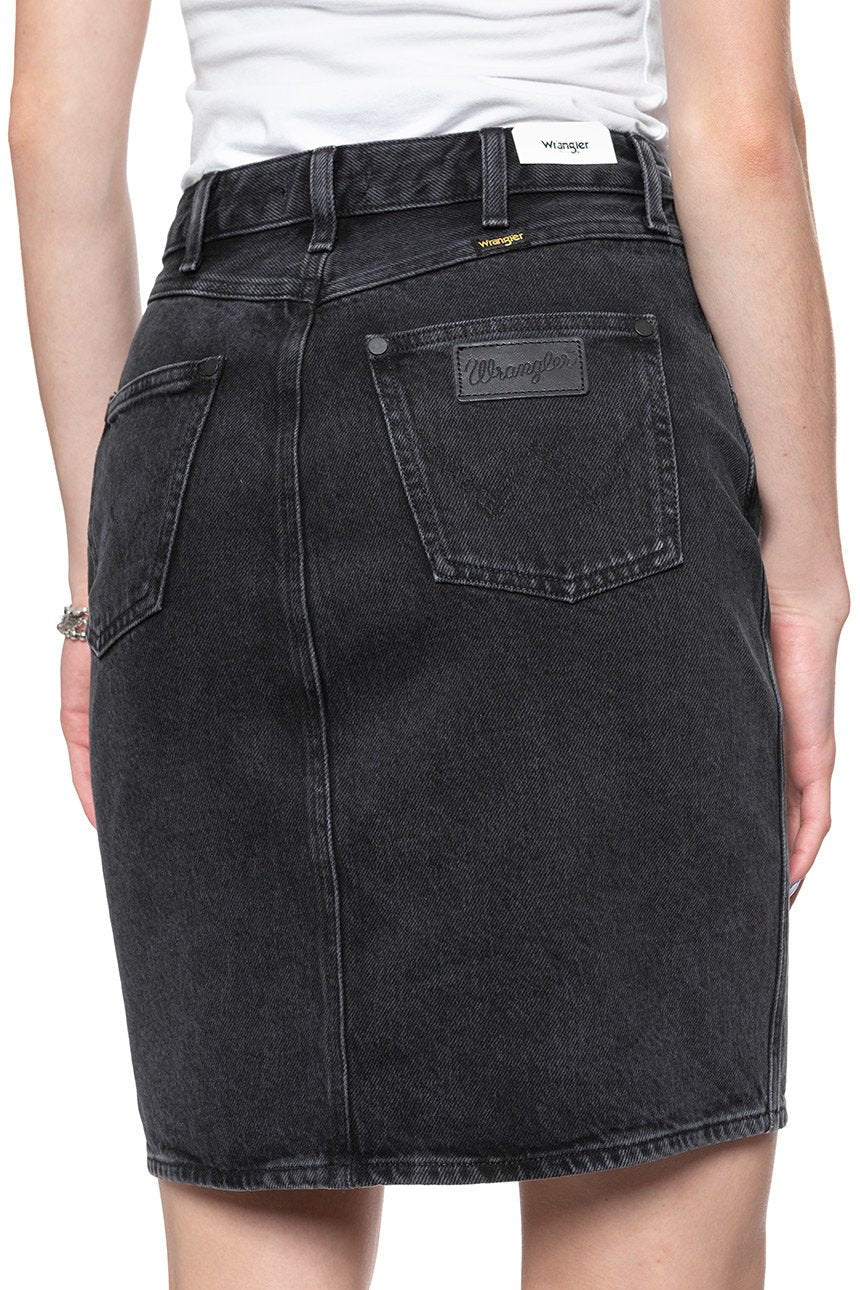 SPÓDNICA JEANSOWA WRANGLER HIGH ZIP SKIRT BLACK STONE W257UD24V