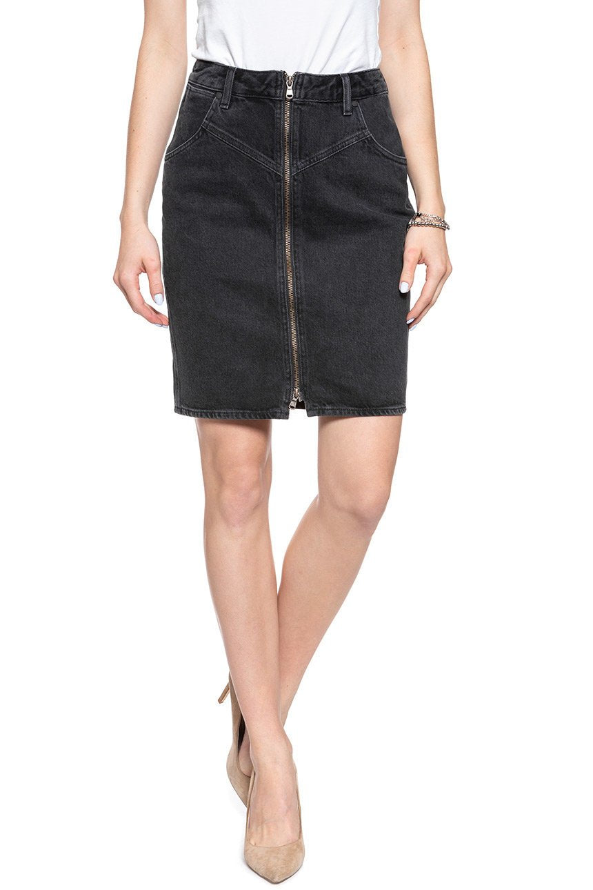 SPÓDNICA JEANSOWA WRANGLER HIGH ZIP SKIRT BLACK STONE W257UD24V