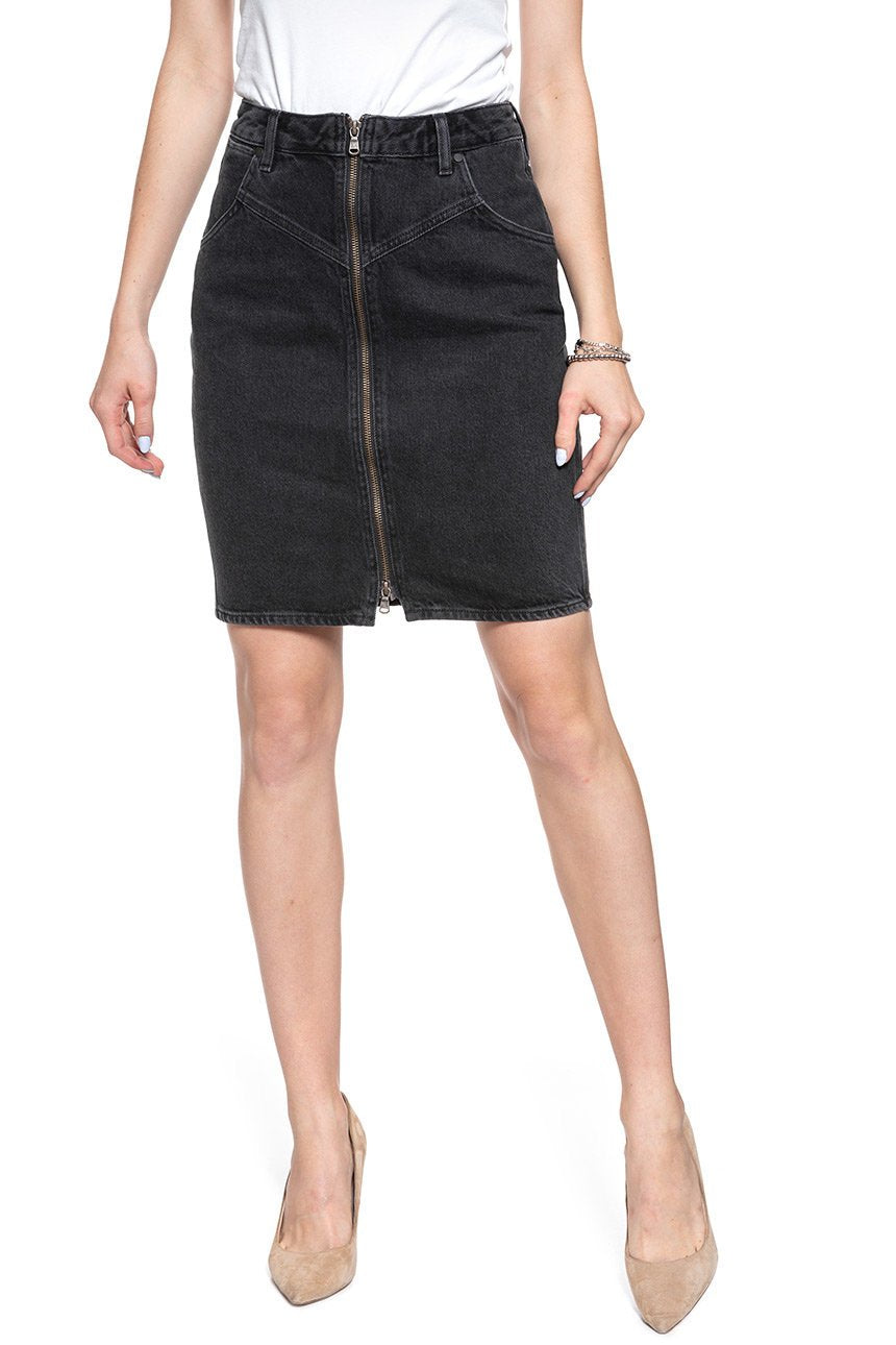 SPÓDNICA JEANSOWA WRANGLER HIGH ZIP SKIRT BLACK STONE W257UD24V