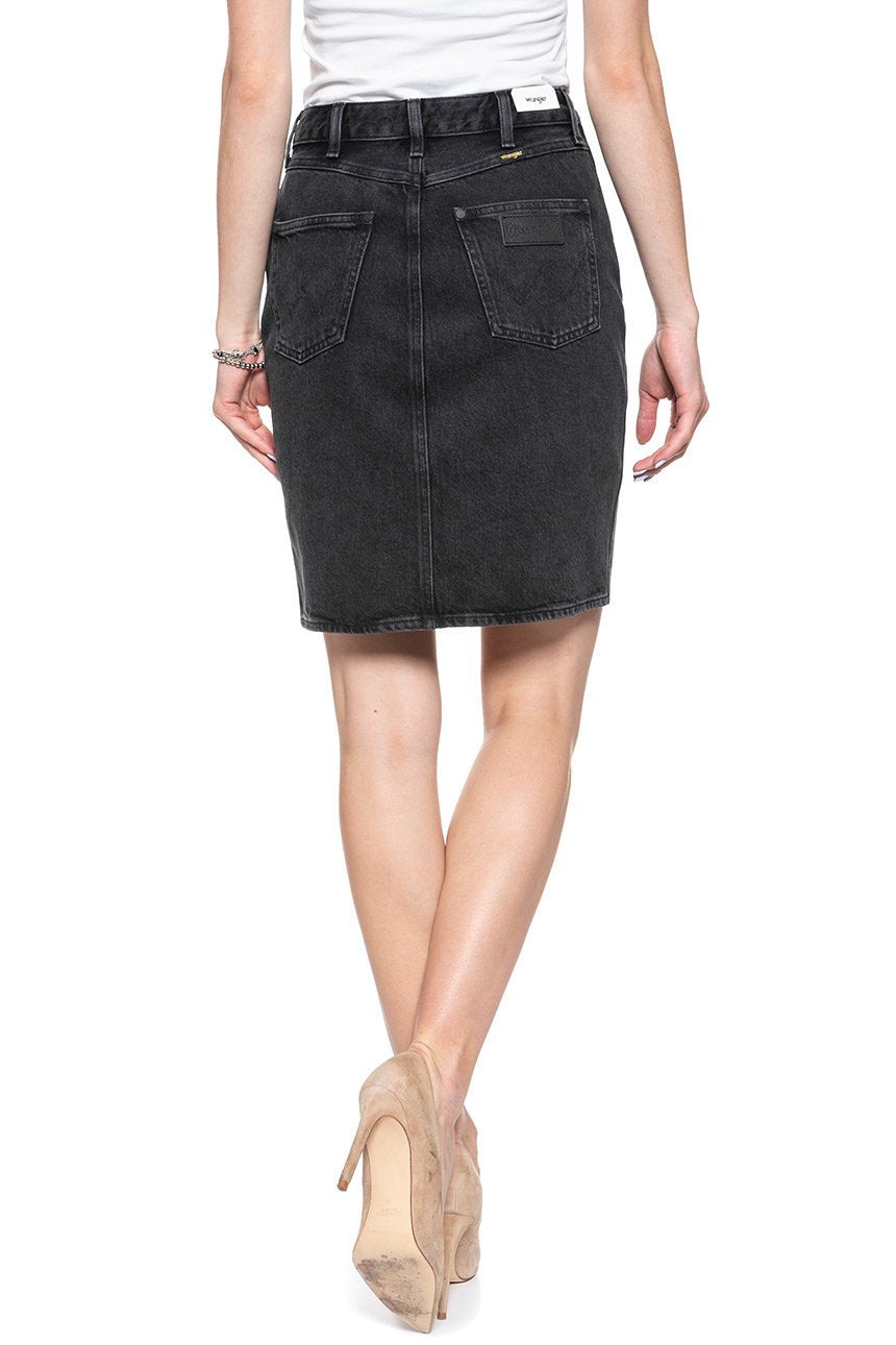 SPÓDNICA JEANSOWA WRANGLER HIGH ZIP SKIRT BLACK STONE W257UD24V