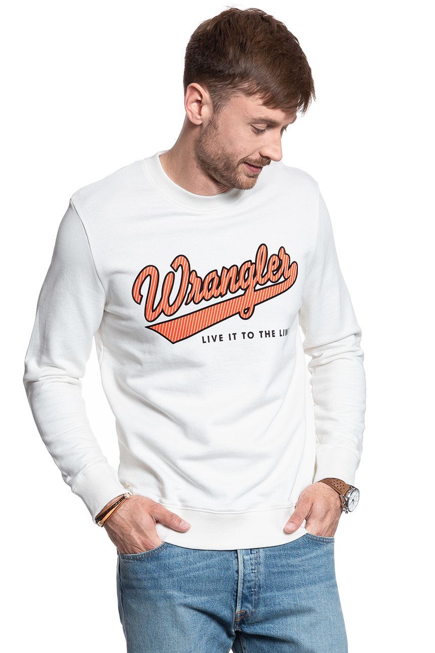 BLUZA WRANGLER SEASONAL LOGO SWEAT OFF WHITE W6A5HA737