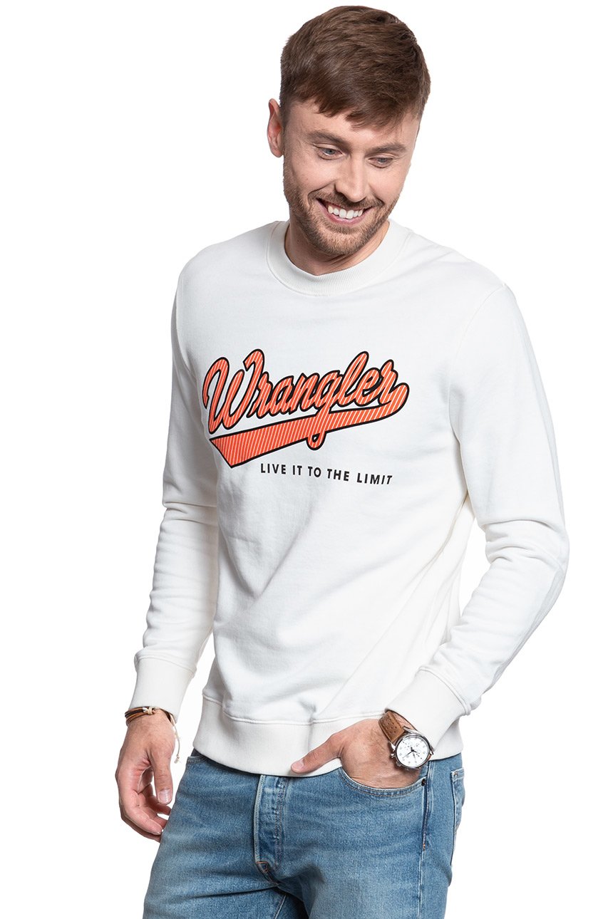 BLUZA WRANGLER SEASONAL LOGO SWEAT OFF WHITE W6A5HA737