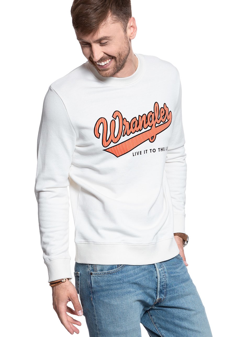 BLUZA WRANGLER SEASONAL LOGO SWEAT OFF WHITE W6A5HA737