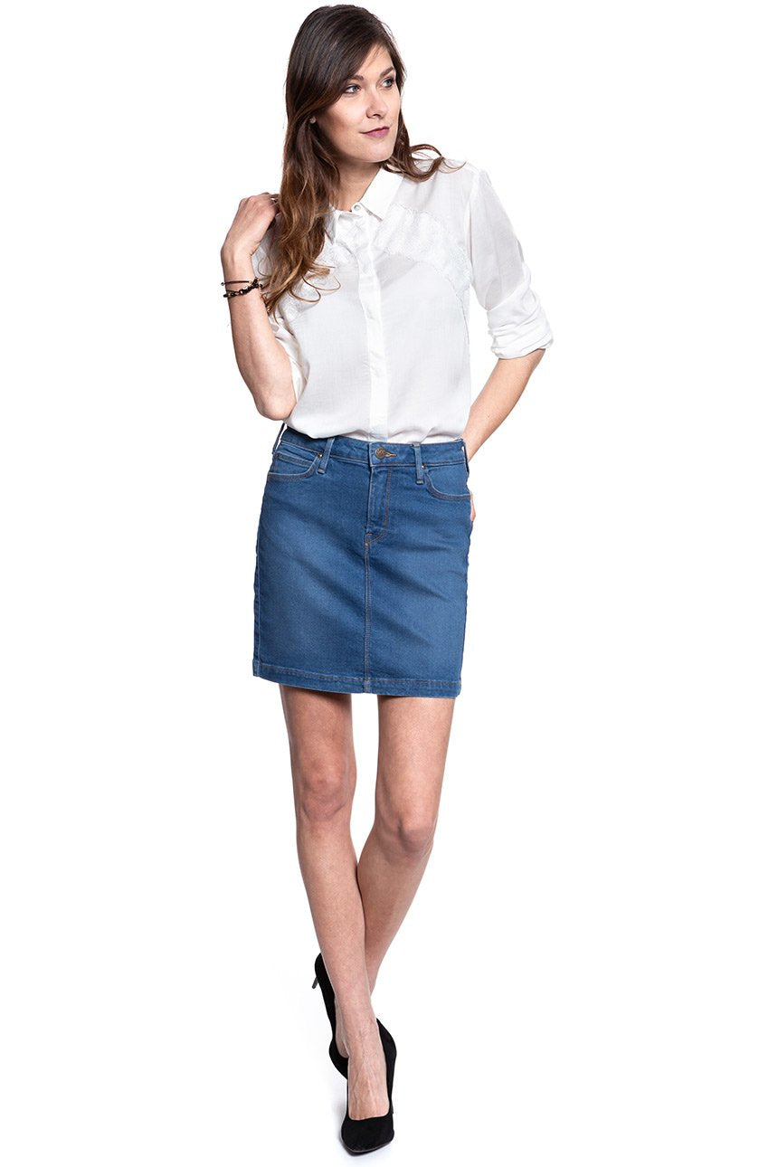 SPÓDNICA JEANSOWA LEE MID SKIRT MID BELLEVUE L38JLTGX