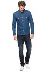 KOSZULA JEANSOWA MĘSKA LEE WESTERN SHIRT MID STONE SLIM FIT L643AFBR