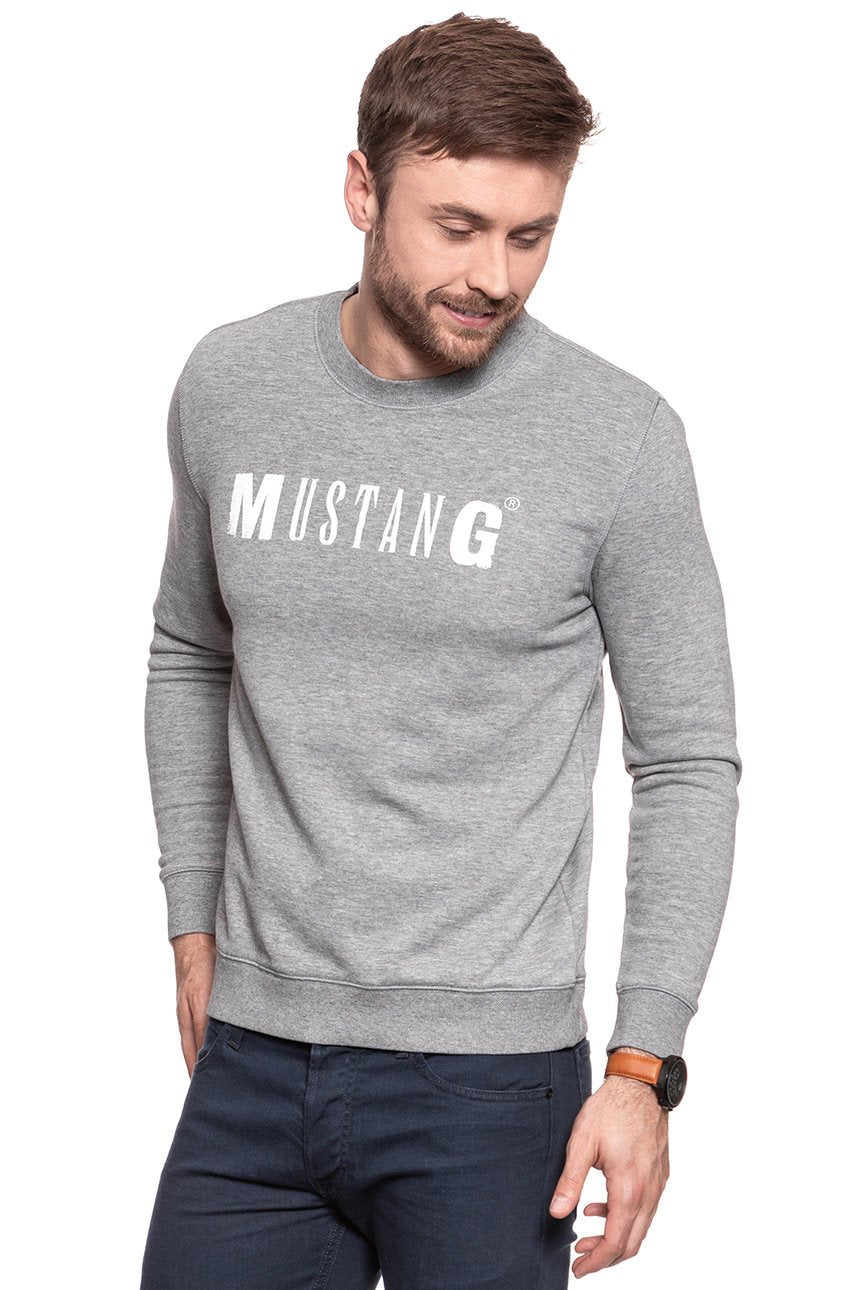 MUSTANG Logo Sweatshirt MID GREY MELANGE 1007290 4140