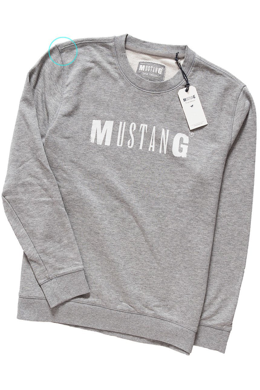 MUSTANG Logo Sweatshirt MID GREY MELANGE 1007290 4140