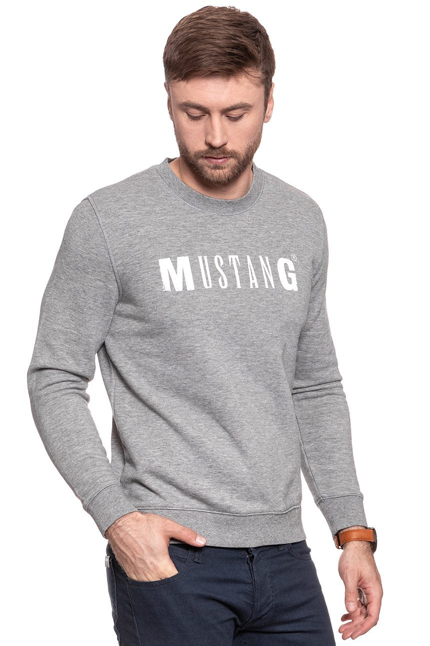 MUSTANG Logo Sweatshirt MID GREY MELANGE 1007290 4140