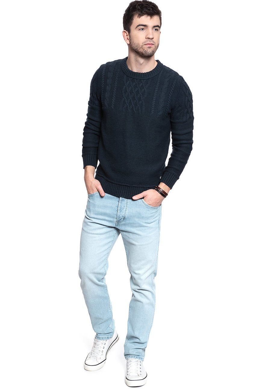 MĘSKI SWETER MUSTANG Heavy Knit Jumper DARK SAPPHIRE 1006716 4136