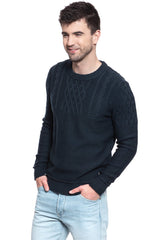 MĘSKI SWETER MUSTANG Heavy Knit Jumper DARK SAPPHIRE 1006716 4136