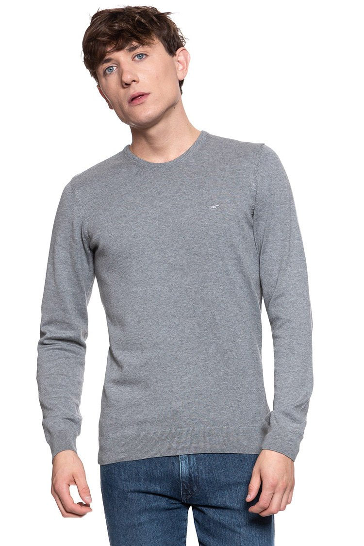 MĘSKI SWETER MUSTANG Basic C-Neck Jumper MID GREY MELANGE 1006812 4140