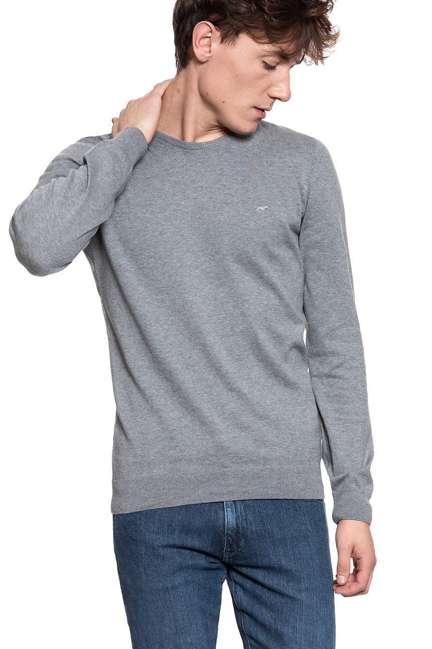 MĘSKI SWETER MUSTANG Basic C-Neck Jumper MID GREY MELANGE 1006812 4140