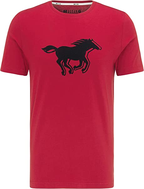 MUSTANG LOGO T-SHIRT MĘSKA KOSZULKA Z KRÓTKIM RĘKAWEM NADRUK CHILI PEPPER 1007820 7189