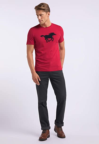 MUSTANG LOGO T-SHIRT MĘSKA KOSZULKA Z KRÓTKIM RĘKAWEM NADRUK CHILI PEPPER 1007820 7189