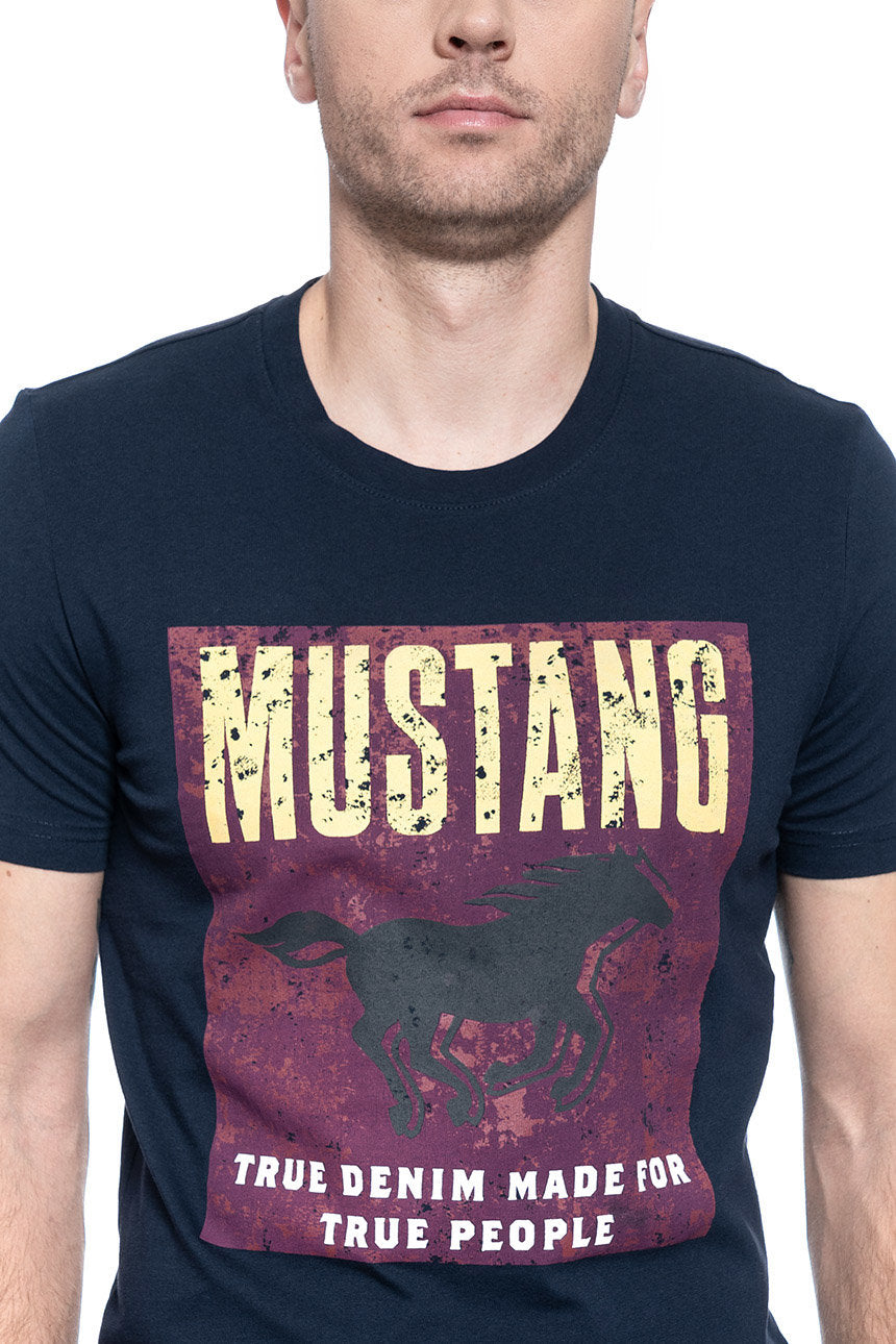 T-SHIRT MĘSKI MUSTANG ALEX C PRINT DARK SAPPHIRE 1007926 4136