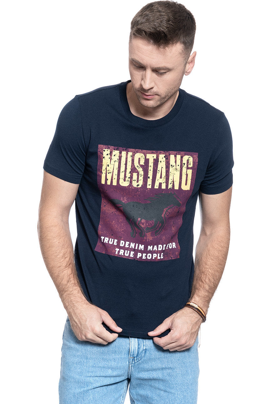 T-SHIRT MĘSKI MUSTANG ALEX C PRINT DARK SAPPHIRE 1007926 4136