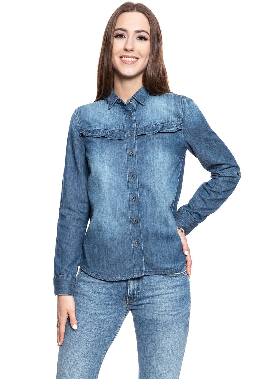 KOSZULA JEANSOWA DAMSKA MUSTANG Denim Shirt DENIM BLUE 1008047 5000 786