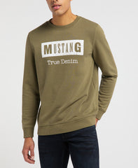 MUSTANG Ben C Basic MĘSKA BLUZA LOGO BURNT OLIVE 1008093 6358