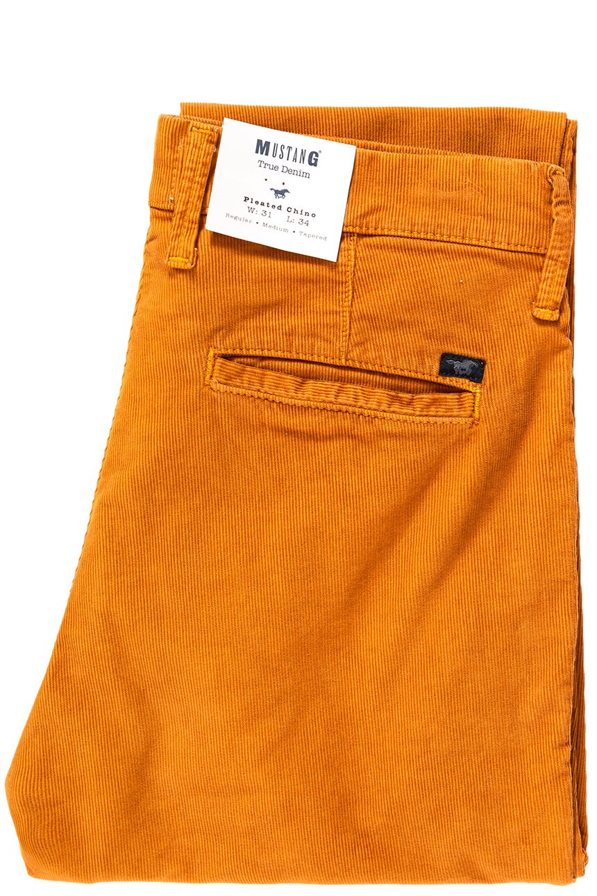 MUSTANG SPODNIE MĘSKIE Pleated Chino SUDAN BROWN 1008109 3179