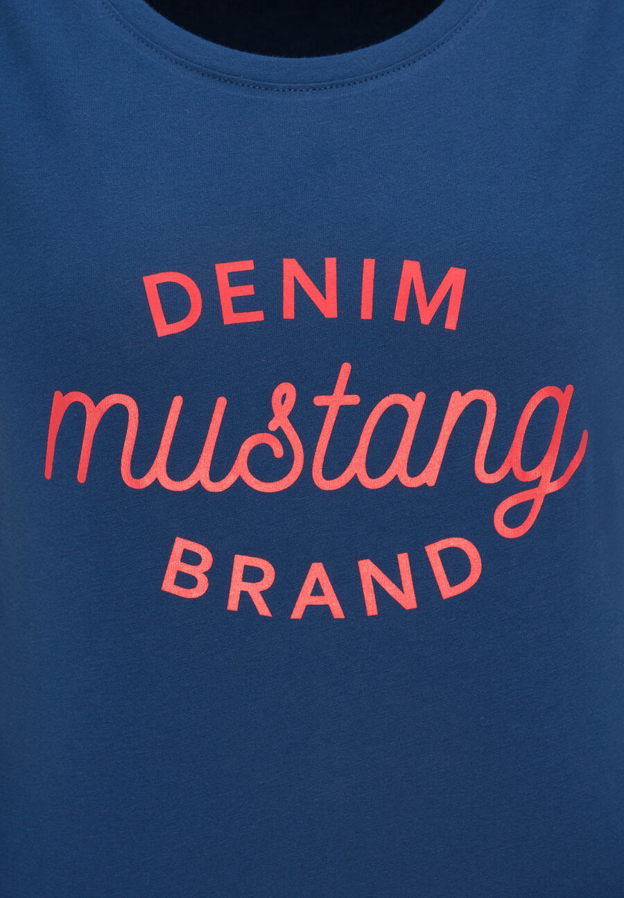 MUSTANG ALEXIA C PRINT DAMSKI T-SHIRT KOSZULKA Z KRÓTKIM RĘKAWEM ESTATE BLUE 1008379 5335