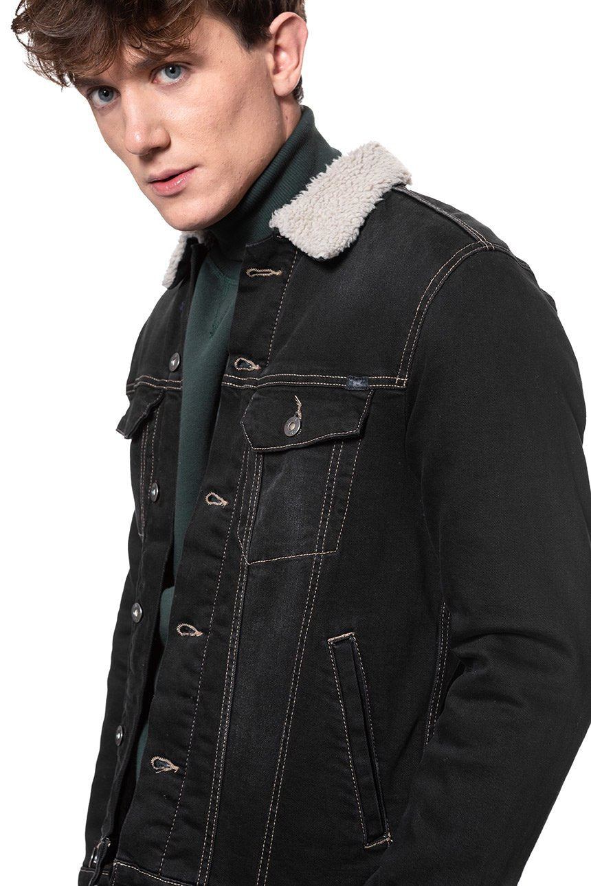 MUSTANG New York Shearling MĘSKA KURTKA PRZEJŚCIOWA DENIM BLACK 1008509 4000 982