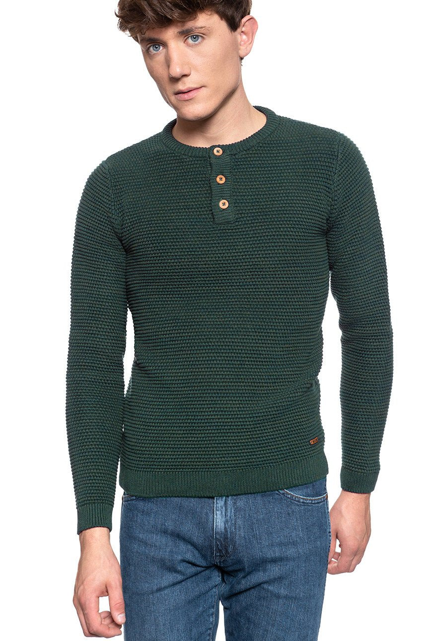 MĘSKI SWETER MUSTANG Emil C Henley GREEN GABLES 1008632 6432