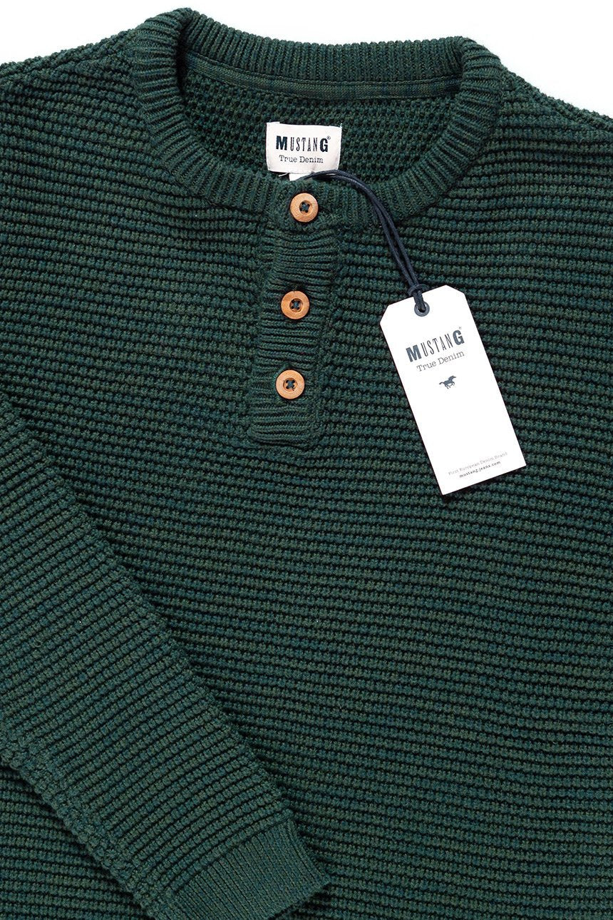 MĘSKI SWETER MUSTANG Emil C Henley GREEN GABLES 1008632 6432