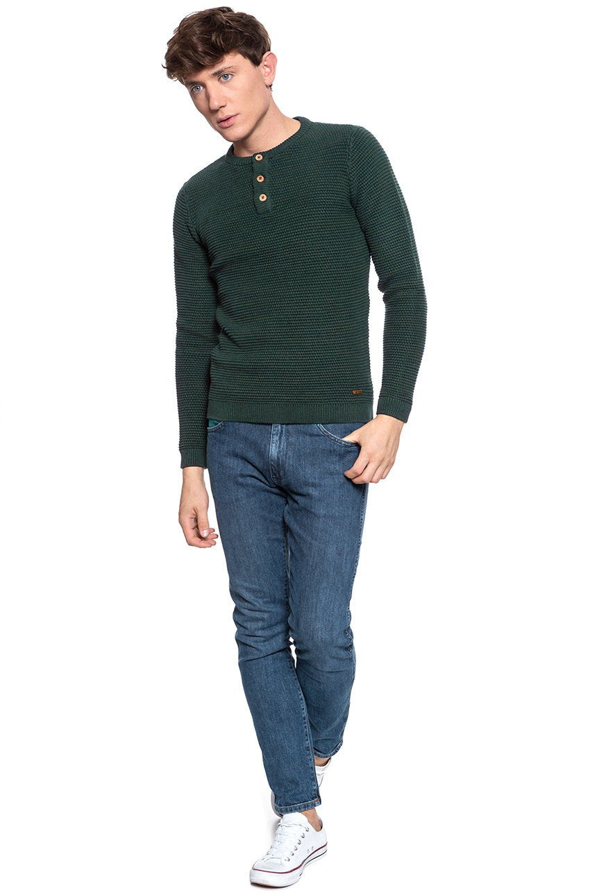 MĘSKI SWETER MUSTANG Emil C Henley GREEN GABLES 1008632 6432