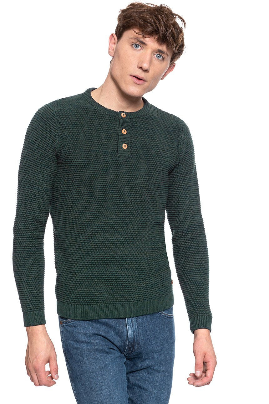 MĘSKI SWETER MUSTANG Emil C Henley GREEN GABLES 1008632 6432