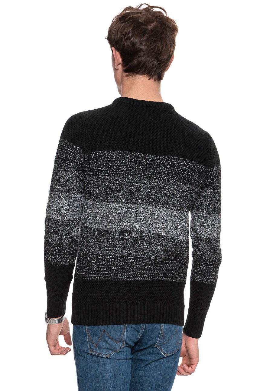 MĘSKI SWETER MUSTANG Emil C Blockstripe CAVIAR 1008640 4132