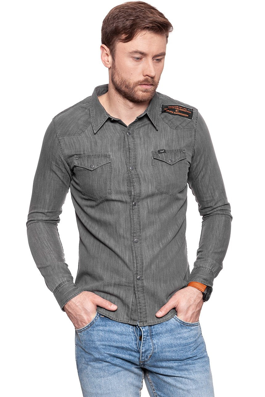 KOSZULA LEE WESTERN SHIRT SHIRT SLIM GREY WASH L643KEFUS OUTLET